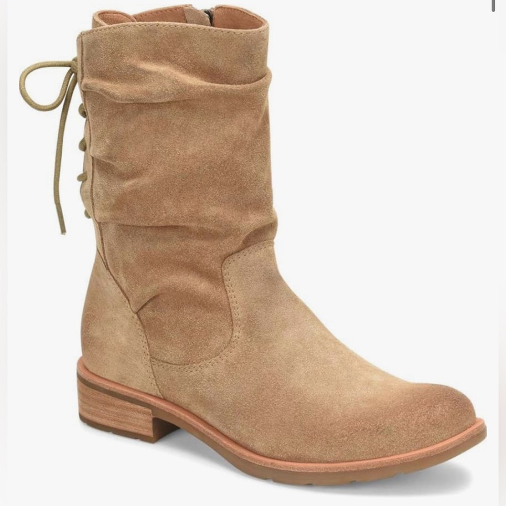 Sofft Camel Suede Lace-Up Boots